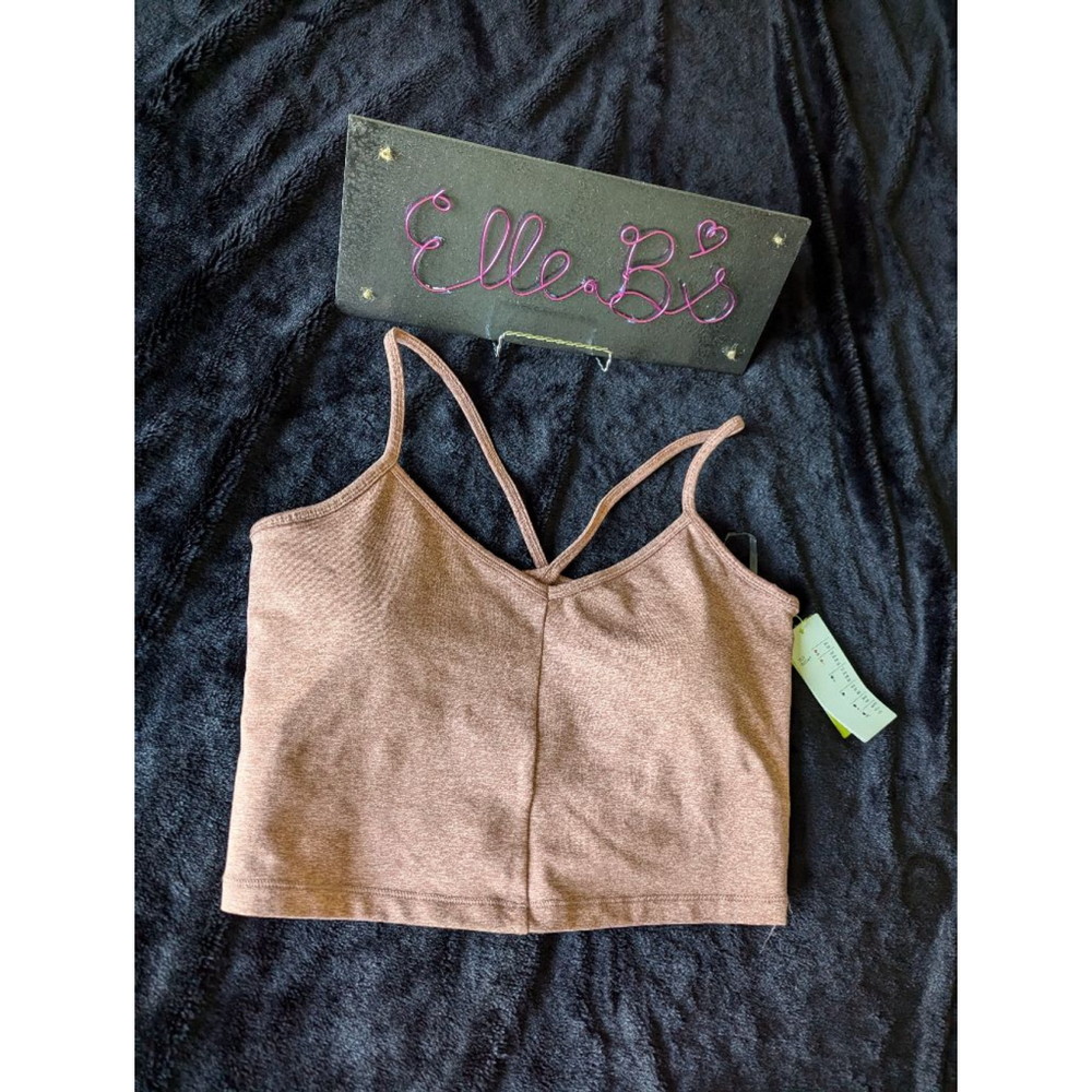 NWT All in Motion Heathered Beige All Over Cozy Cami Bra L